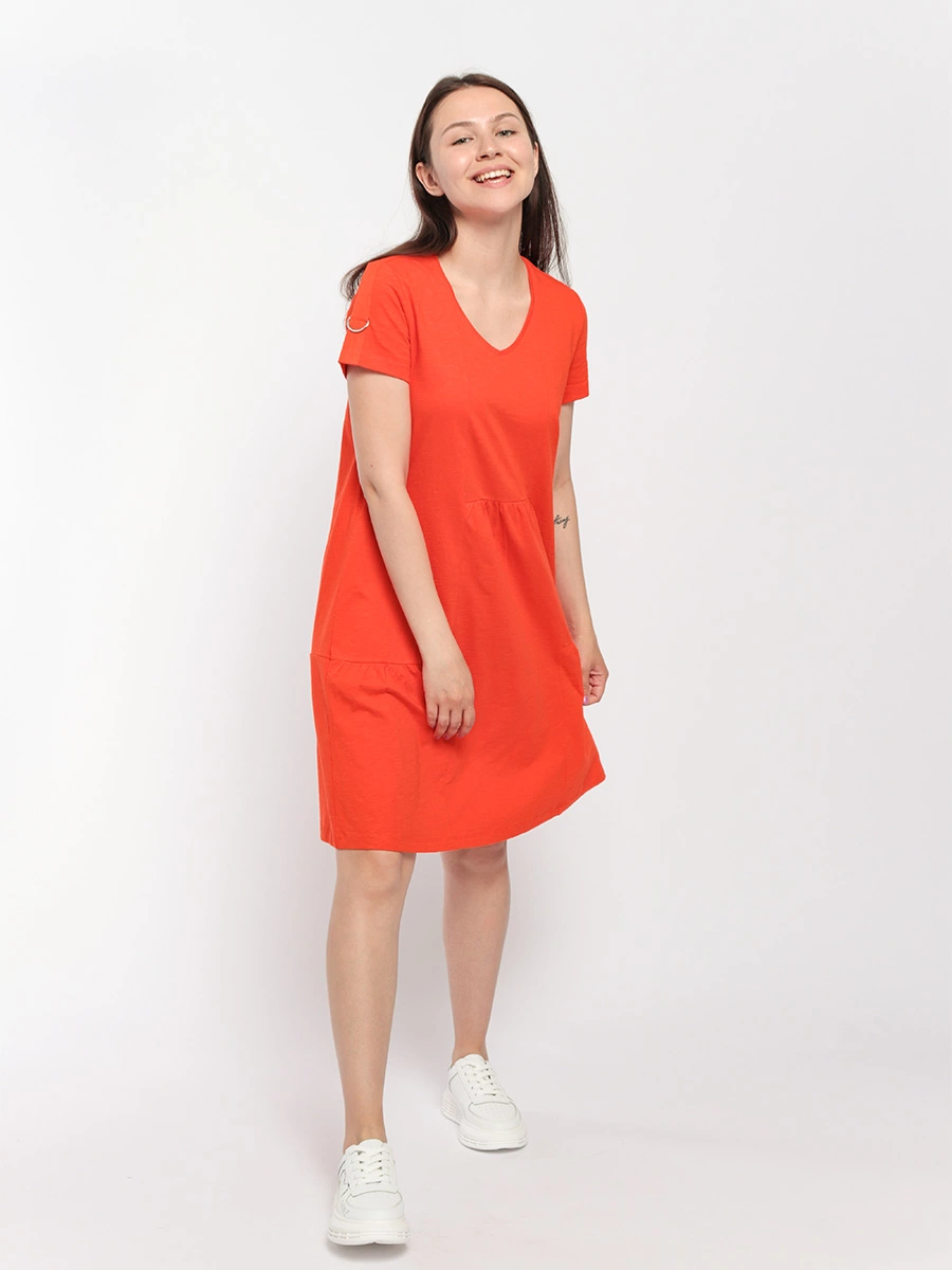 Оранжевое платье-футболка из хлопка